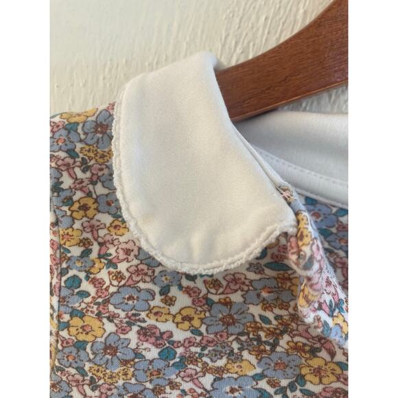 JoJo Maman Bebe 100% Cotton Peter Pan Collared Ditsy Floral Dress 3-4 Mustard - Picture 6 of 6